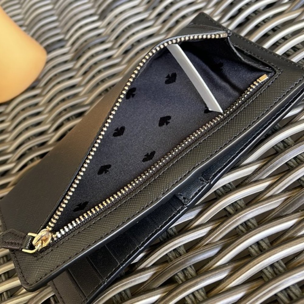 Kate Spade Staci Large Slim Bifold Wallet Black NWT - Picture 12 of 14